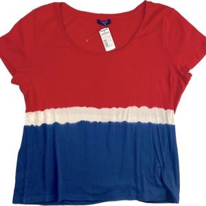 NWT Chaps Red White Blue Patriotic tie-dye t-shirt rich thick 100% cotton